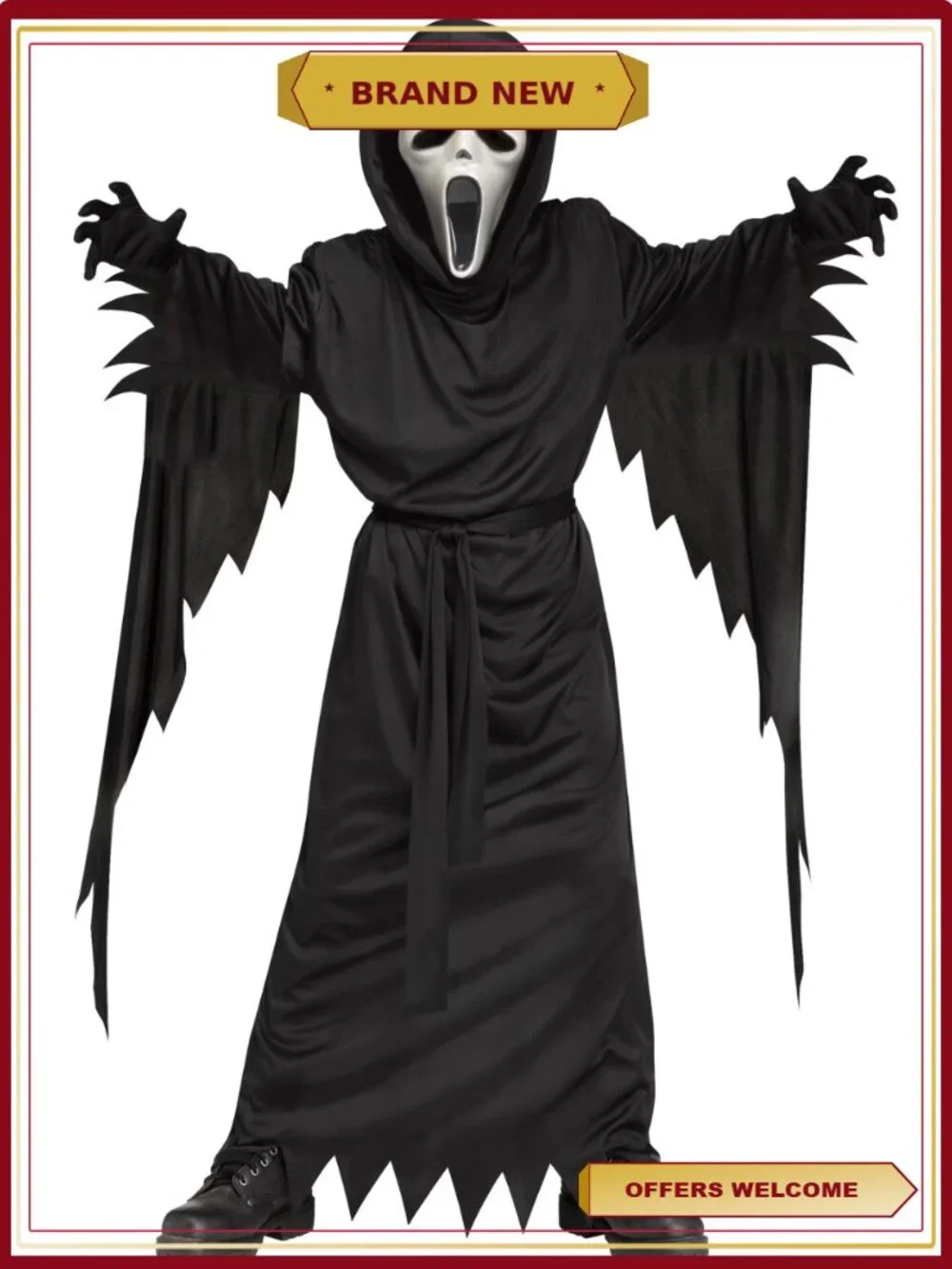 Kids Bleeding Ghost Face Halloween Costume 5-Piece Size L